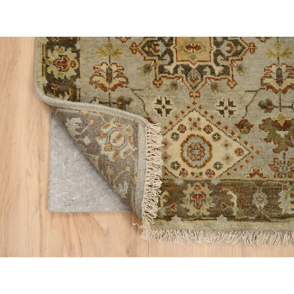 Beige Karijihooz Design, Hand Knotted, Soft Wool Oriental Rug, 2'7" x 12'1"