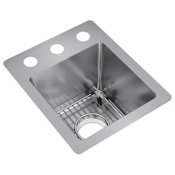 Elkay 13" Bowl Dual Mount 18 Gauge Bar/Prep Kitchen Sink, ECTSR13169TBG3
