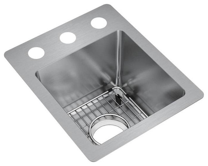Elkay 13" Bowl Dual Mount 18 Gauge Bar/Prep Kitchen Sink, ECTSR13169TBG3