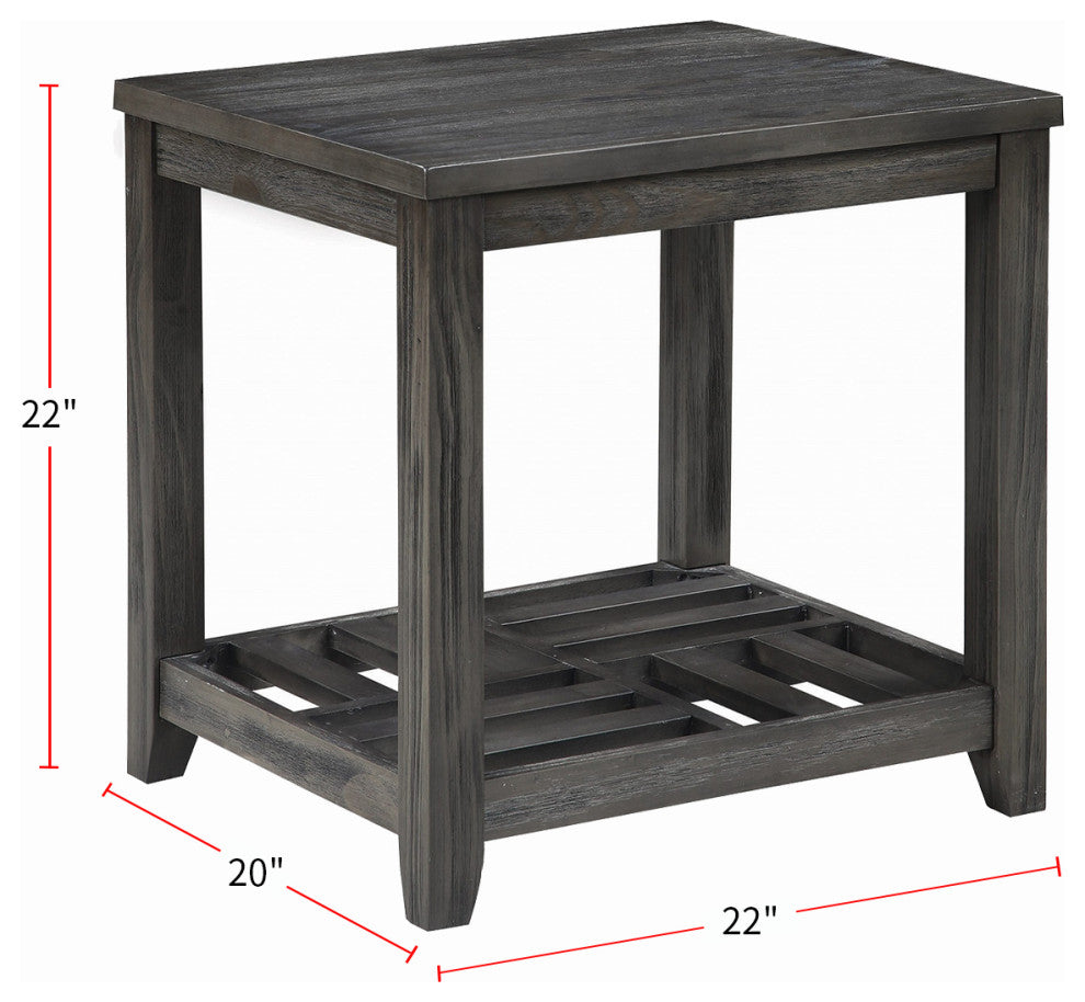 Rectangular End Table with Shelf, Gray