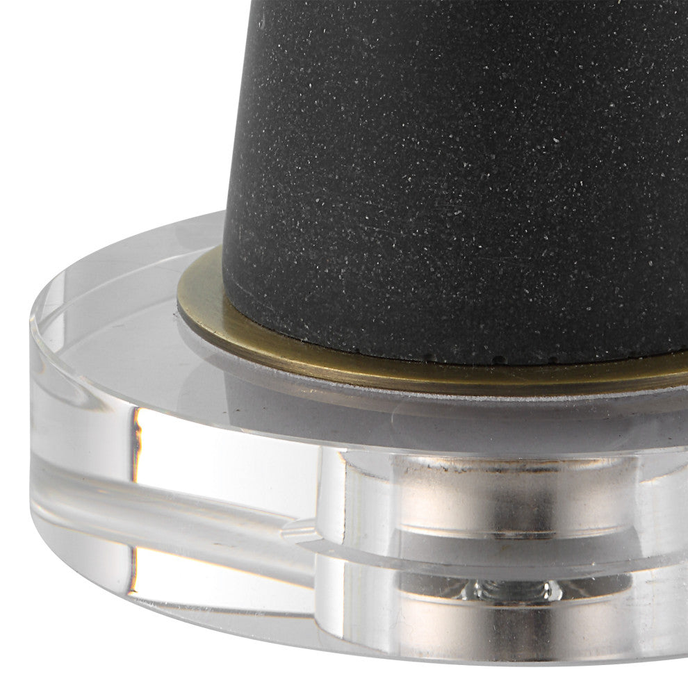 Uttermost Fountain Faux Stone Crystal and Fabric Buffet Lamp in Black