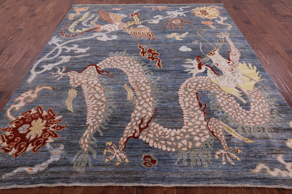 Dragon And Phoenix Handmade Wool Rug 8' 4" X 9' 10" Q10401