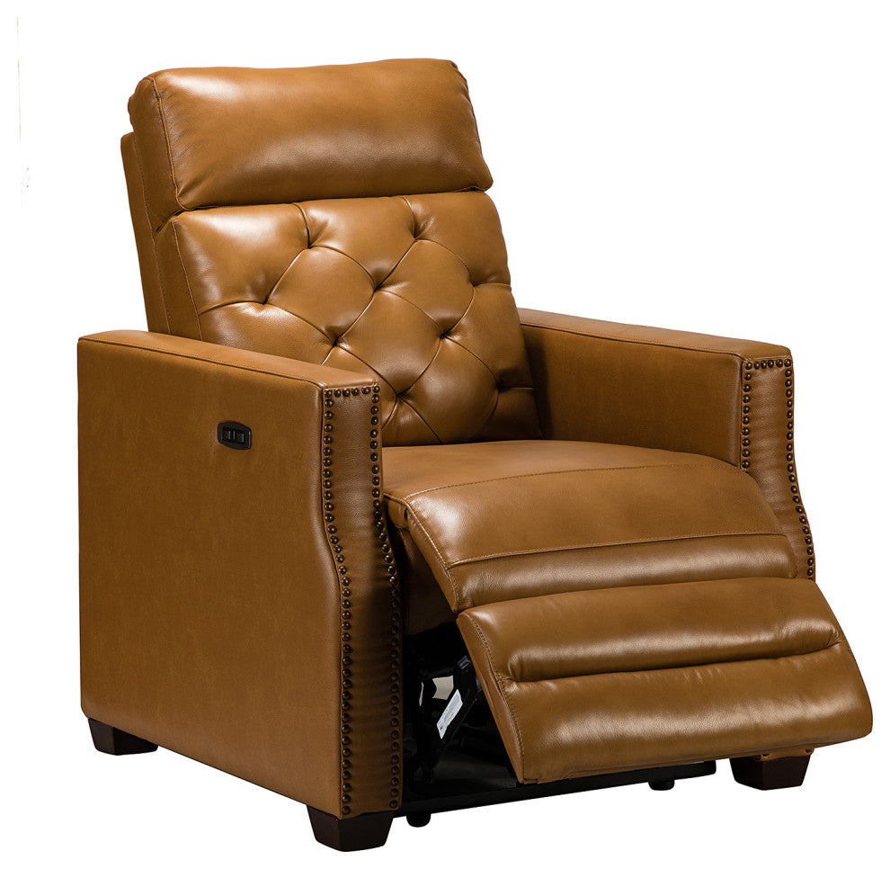 Fernando 31.50"W Genuine Leather Power Recliner, Set of 2, Camel