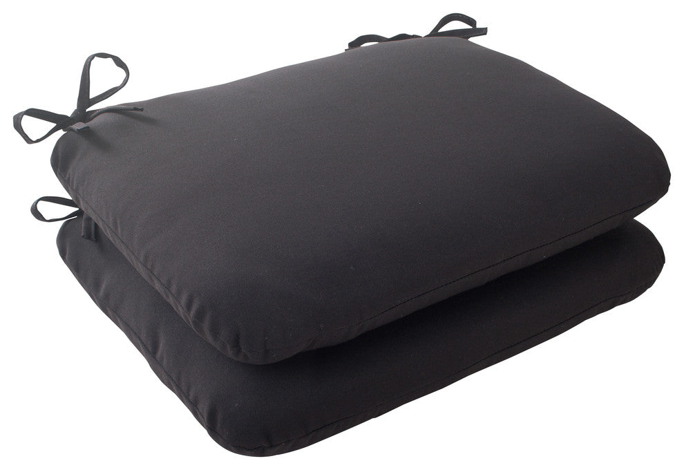 Fresco Rounded Corners Seat Cushion, Set of 2, Black