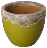 Lime Ceramic Reef Round Planter, 19" Diameter