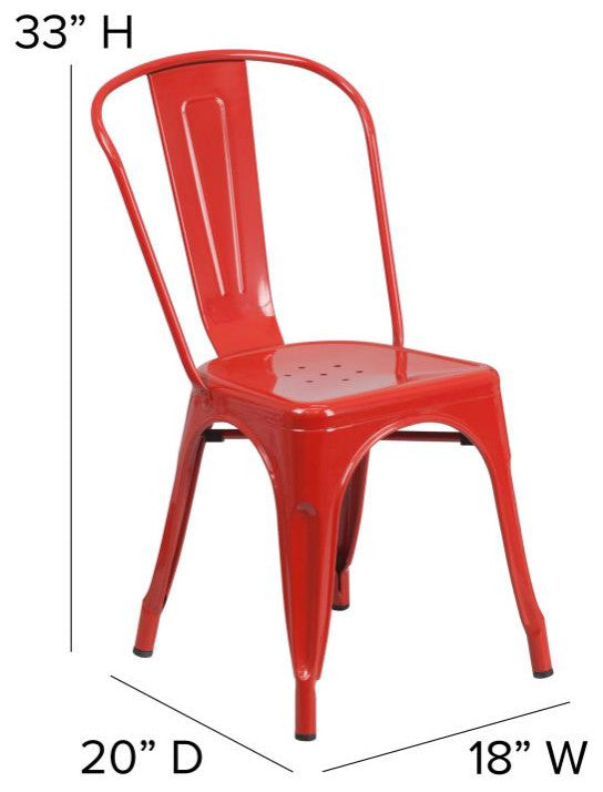 Perry Commercial Grade Metal Indoor-Outdoor Stackable Chair w/All-Weather Seat,