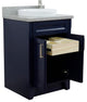 25" Single Sink Vanity, Blue Finish With Gray Granite And Round Sink