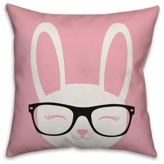 Happy Bunny with Glasses 20x20 Throw Pillow Cover