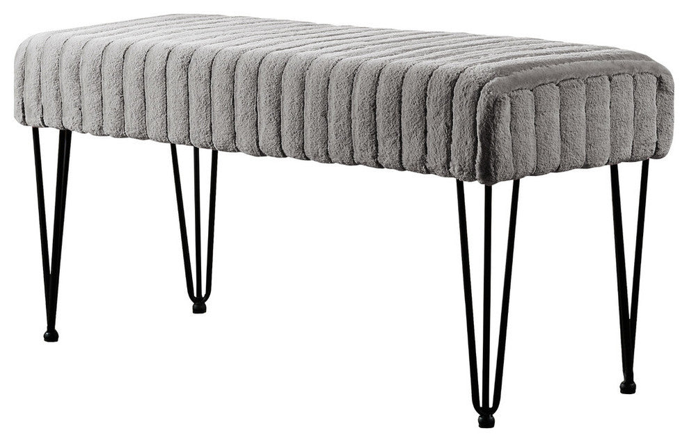 Serenta Super Mink Ottoman, Silver Grey, 46''x16''x22''
