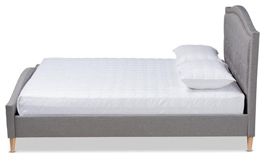 Felisa Modern Grey Fabric Upholster Button Tufted King Platform Bed