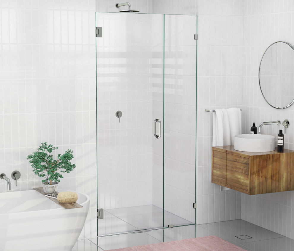 78"x44" Frameless Shower Door Wall Hinge, Brushed Nickel