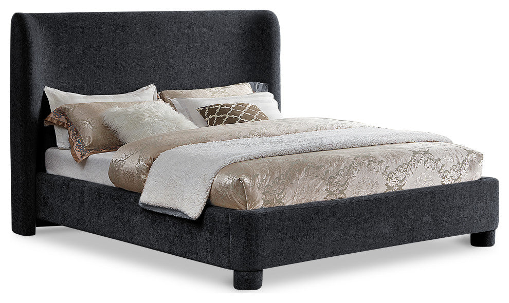 Penny Bed, Black, King, Chenille Fabric