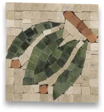 Marble Mosaic Border Accent Tile Lily Crema Marfil 4.7x4.7 Polished, 1 piece