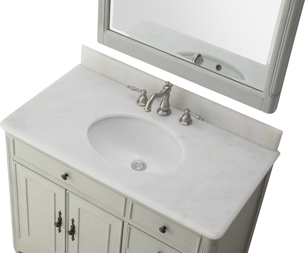 38 Inch Distressed Gray Cottage Style Daleville Bathroom Sink Vanity, No Mirror No Faucet