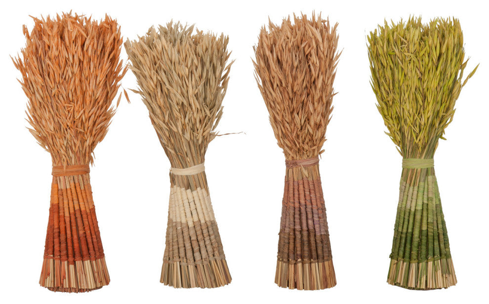 Set of 4 Natural 17" Neck-Tied Standing Bunch of Decorative Foliage