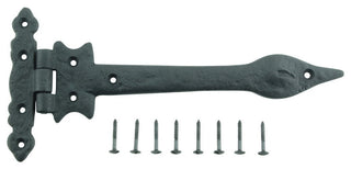 2 Pcs Black Door Strap Hinge 9" L Wrought Iron Spear Tip Renovators Supply