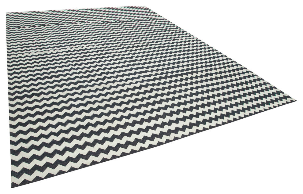 Rug N Carpet - Handmade Wool 10' 0'' x 13' 11'' Modern Design Dhurrie Kilim Rug