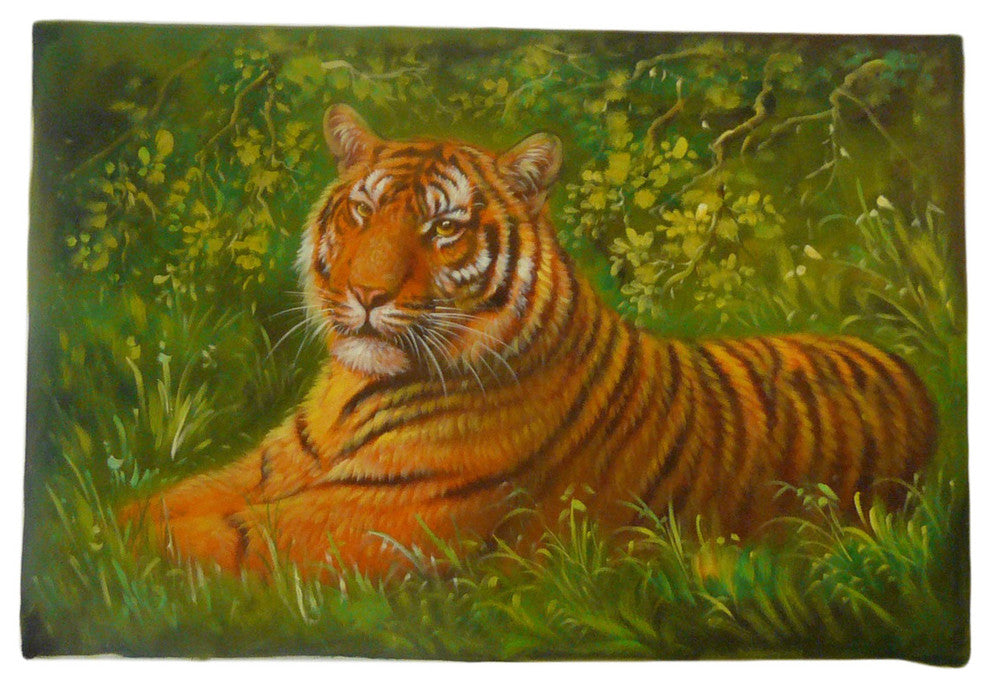 Oil Paint Canvas Art Portrait Tiger Wall Decor