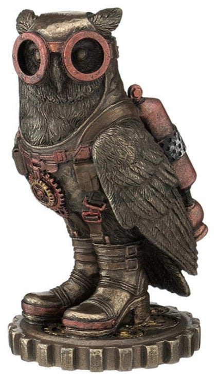 Steampunk Owl With Goggles And Jetpack - Figurine Statue by Veronese Design