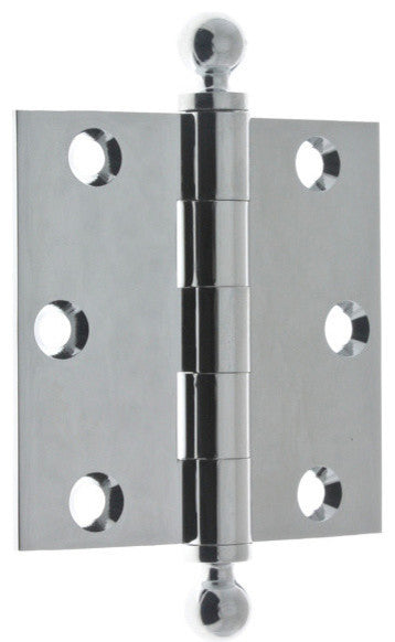 Genuine Solid Brass 3" x 3" Loose Pin Hinges, Polished Chrome, Pair