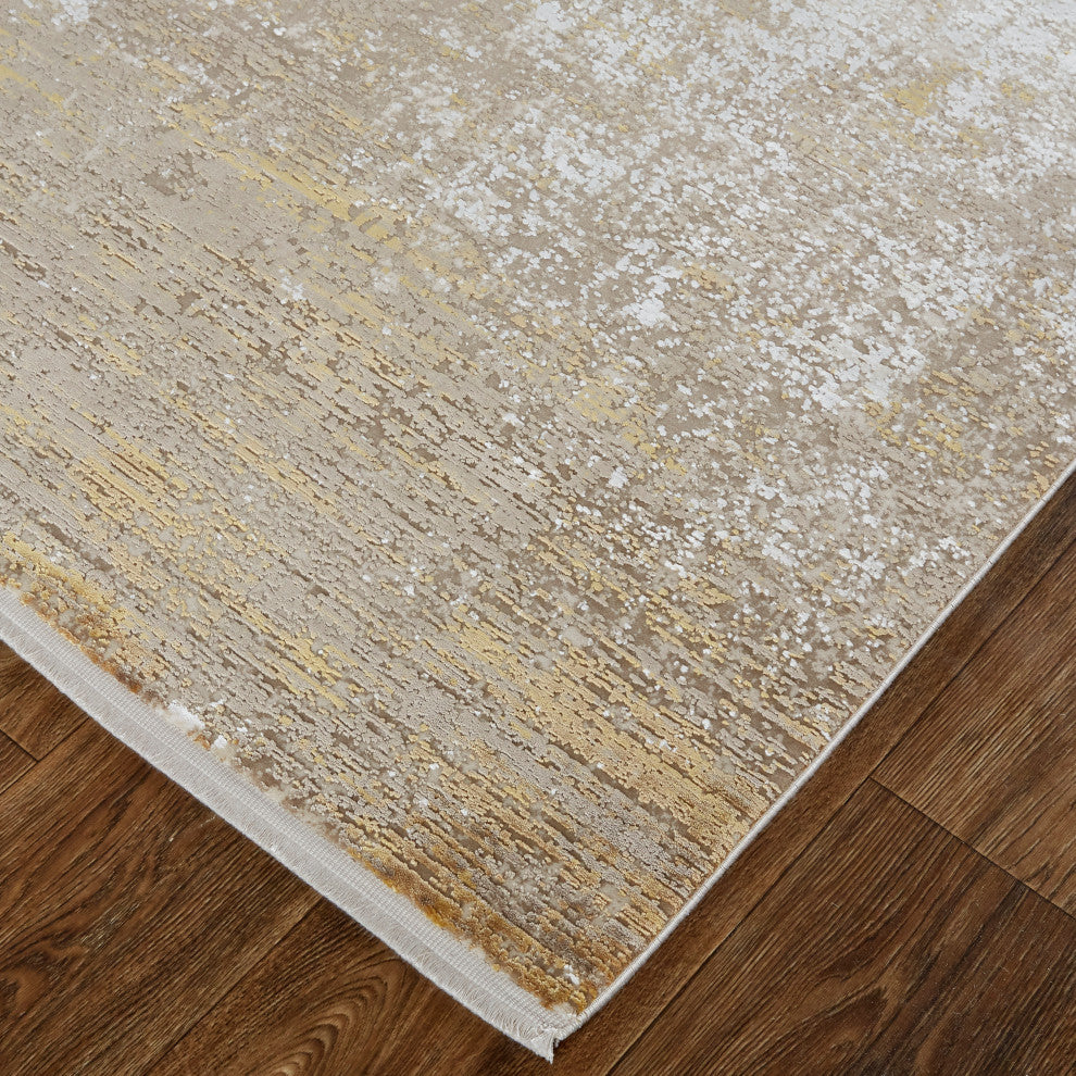 Weave & Wander Lindstra Rug, Taupe/Gold/Ivory, 9ft-9in x 13ft-2in Rug