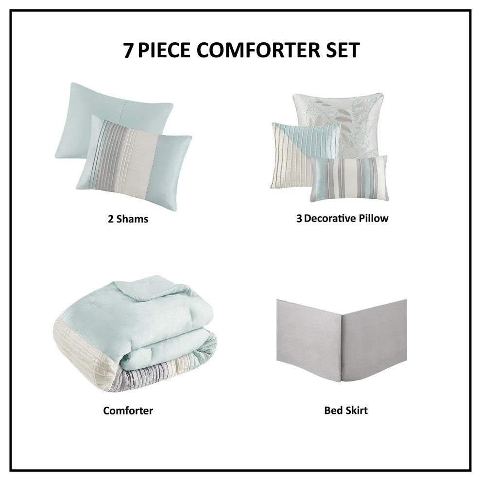 Madison Park Polyoni-Pieced Pleated 7-Piece Comforter Set, King