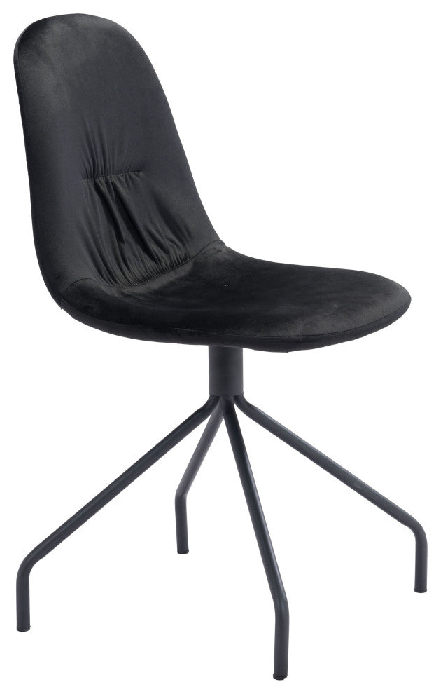 Set of 2 Wide Back Black Velvet Dining or Side Chairs