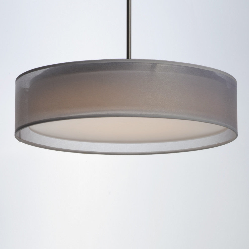 Maxim 10224 Prime 16"W LED Pendant - White Organza / Satin Nickel
