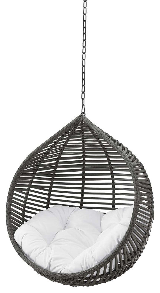 Swing Lounge Chair, Gray White, Outdoor Patio Balcony Cafe Bistro Garden