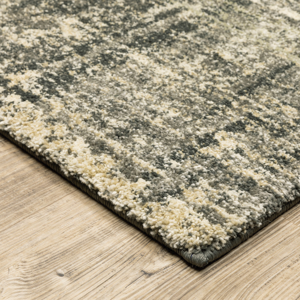 Anson Distressed Abstract Charcoal/Beige Indoor Area Rug, Charcoal, 6'7"x9'6"