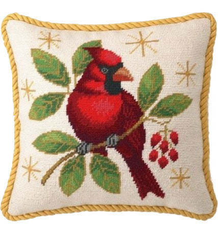 12X12Winter Cardinal NeedlePoint Pillow