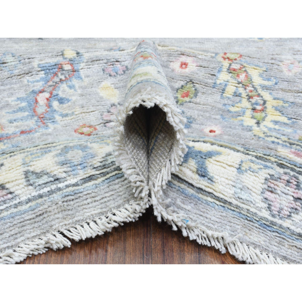 Light Gray, Hand Knotted Afghan Angora Oushak, Soft Wool Rug, 8'1"x10'1"