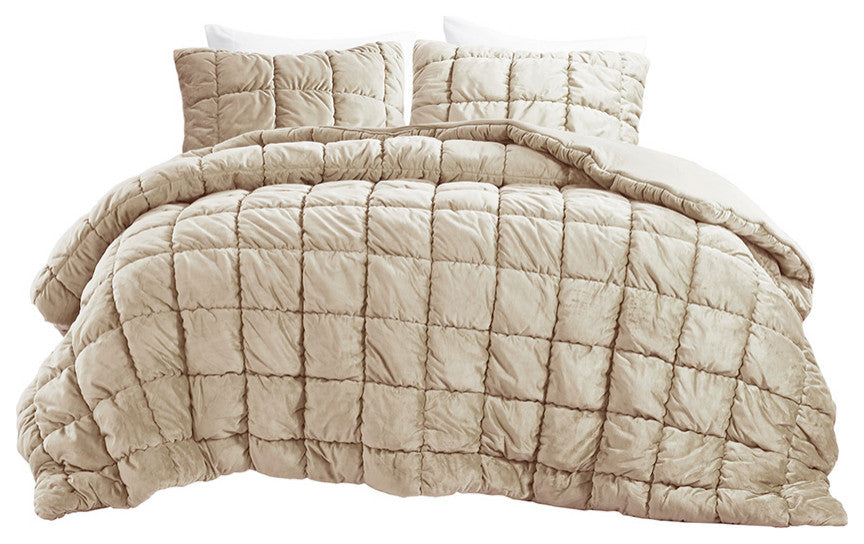 Intelligent Design Velvet Dream Puff 3 Piece Comforter Set