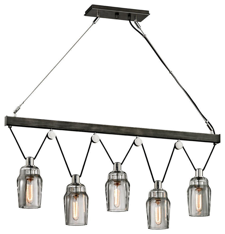 Citizen Linear Pendant, Graphite, Clear Pressed Glass
