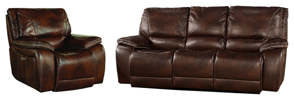 Vail Burnt Sienna Power Reclining Sofa and Two Recliners