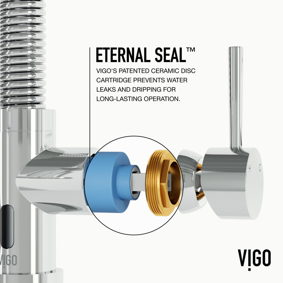 VIGO Edison 19" H Single Handle Pull-Down Sprayer Kitchen Faucet, Chrome, Touchless, Without Extras
