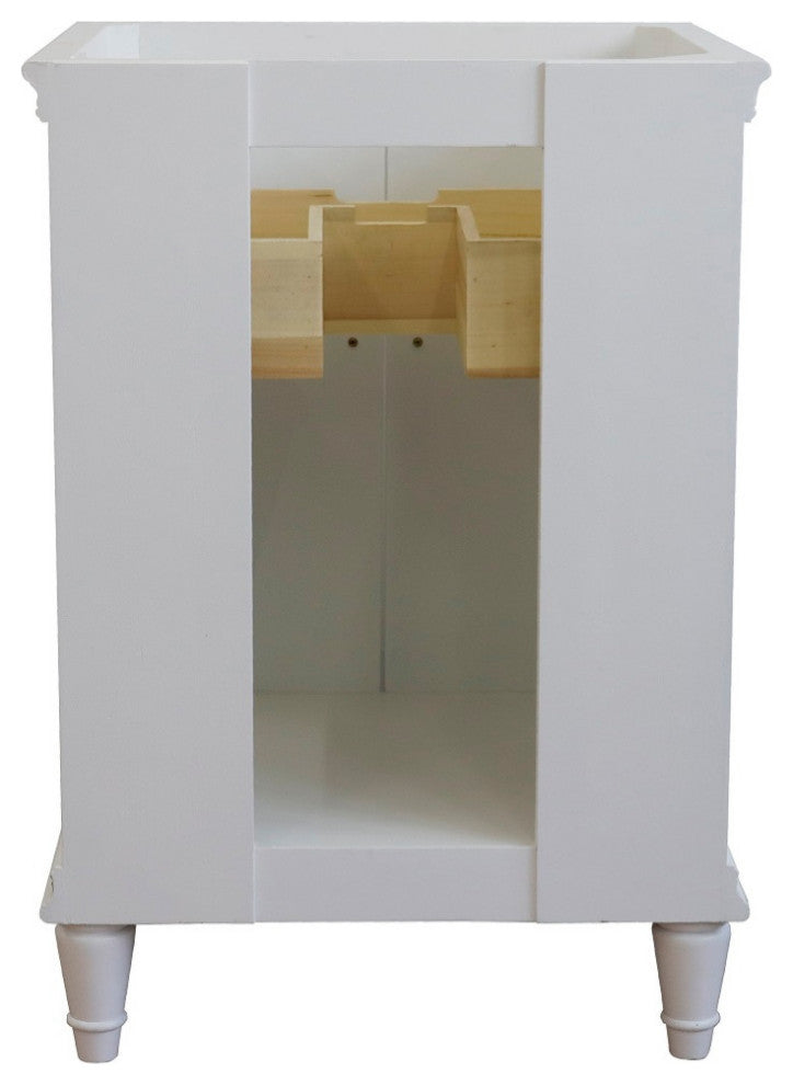 25" Single Vanity, White Finish With Black Galaxy And Round Sink