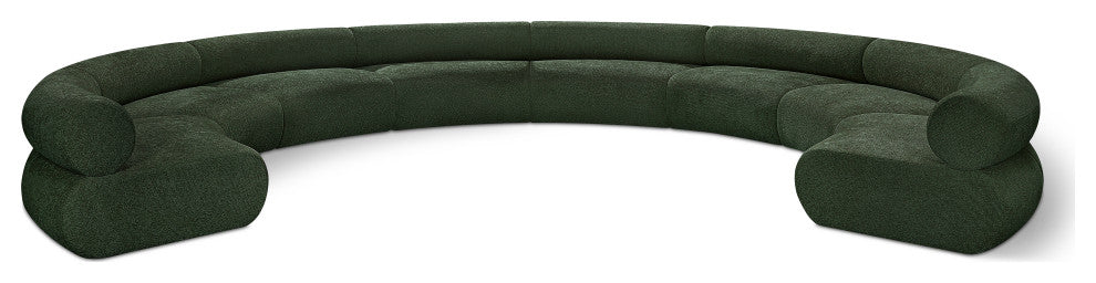 Bale Cream Chenille Fabric Modular Sofa, Green, 8-Piece, Arc Shaped