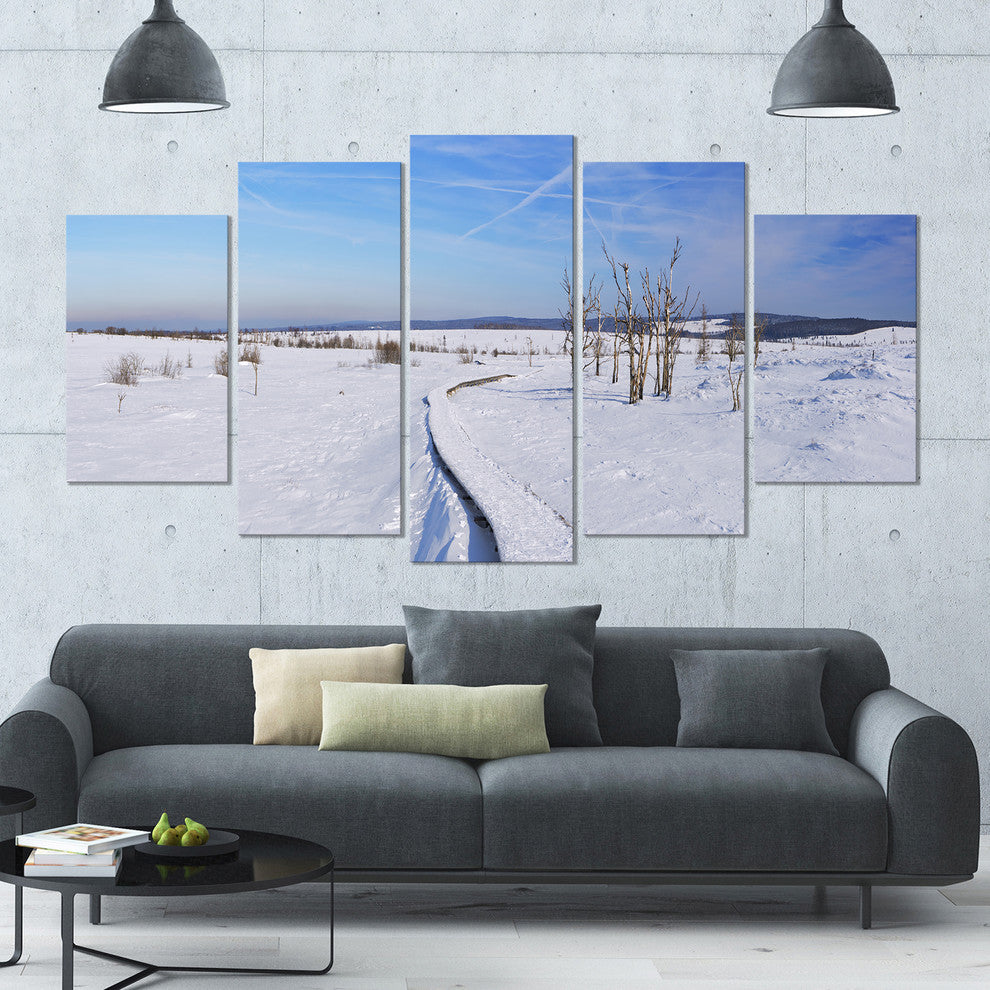 Hautes Fagnes in Belgium Panorama, Seashore Canvas Wall Art, 60"x32", 5 Panels