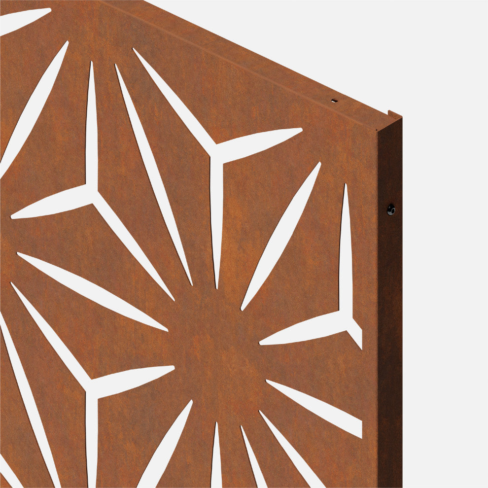 Alta Corten Steel Decorative Screen With Stand, Star