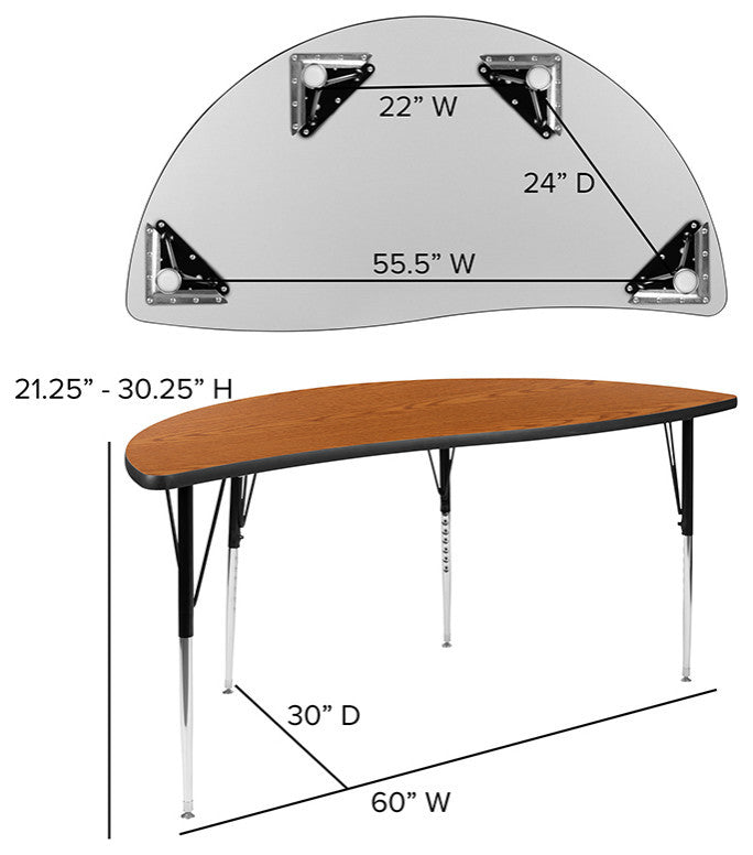 86" Oval Wave Flexible Laminate Activity Table Set -18" Student Stack Chairs, Oa