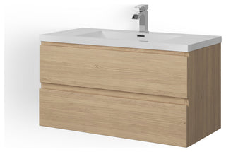 Beacon Bath Vanity, White Oak, 42", Single Sink, Wall Mount