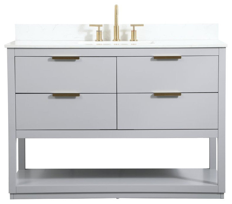 48" Single Bathroom Vanity, Gray, With Backsplash