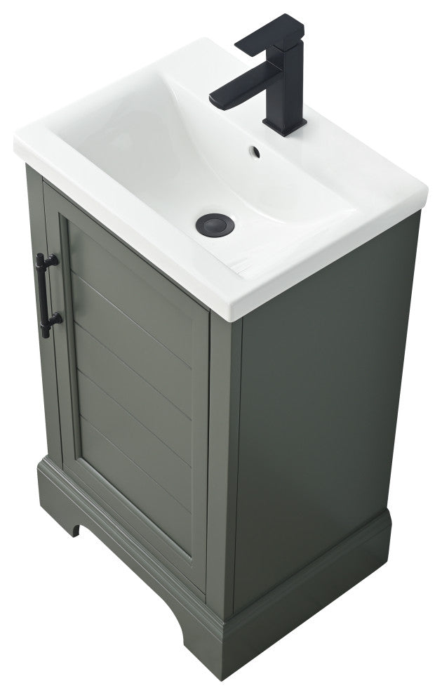 Vanity Art Bathroom Vanity With Sink & Top, Vintage Green, 20", Black Stone