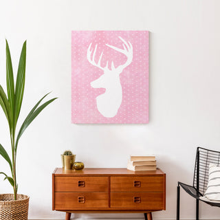 Deer Polka Dots Pink 20x24 Canvas Wall Art