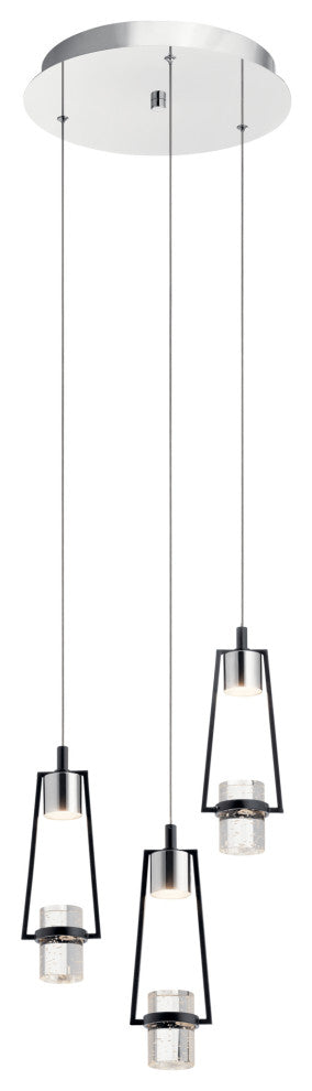 Ayse Matte Black Cluster Pendant 3-Light LED