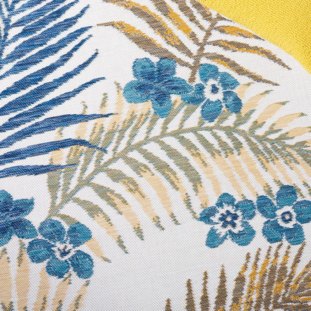 Safavieh Sunrise Collection SUN675 Indoor-Outdoor Rug, Ivory/Blue Gold, 4'x5'7"