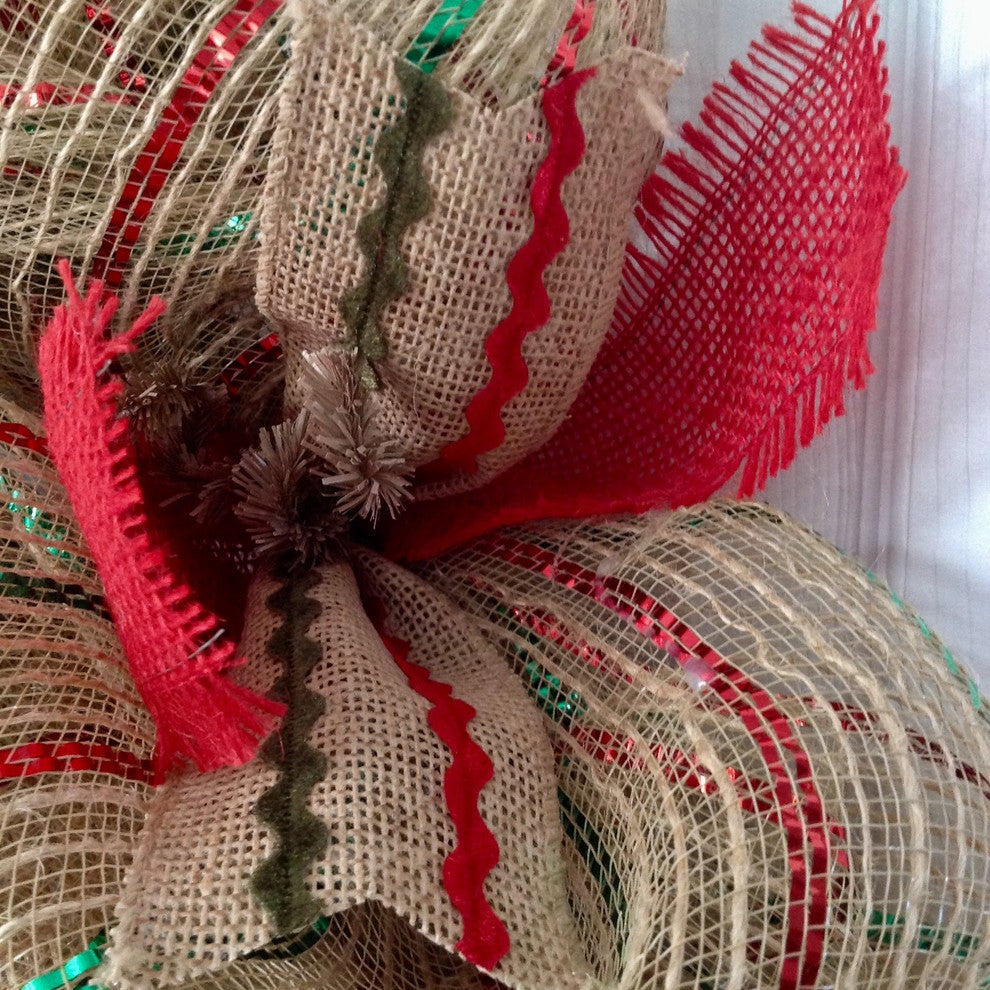 Skating Reindeer Handmade Deco Mesh Winter Holiday Wreath