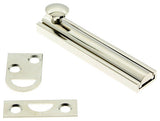 Genuine Solid Brass 4" Surface Bolt, Bright Nickel