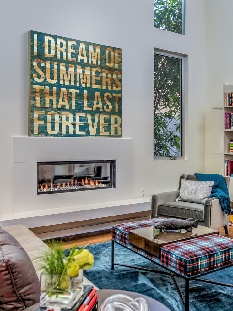 "I Dream of Summers" Painting Print on Natural Pine Wood, 40"x40"